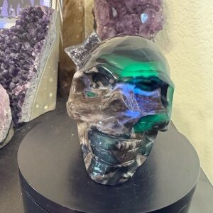 UV reactive Volcano Agate Crystal Skull